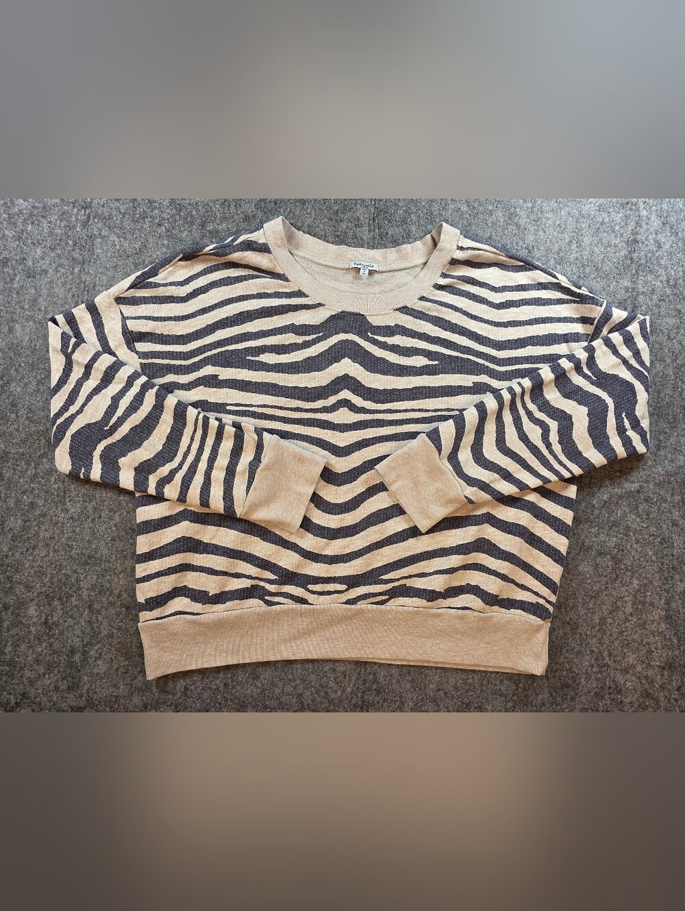 Kids Beige Zebra-Print Sweatshirt